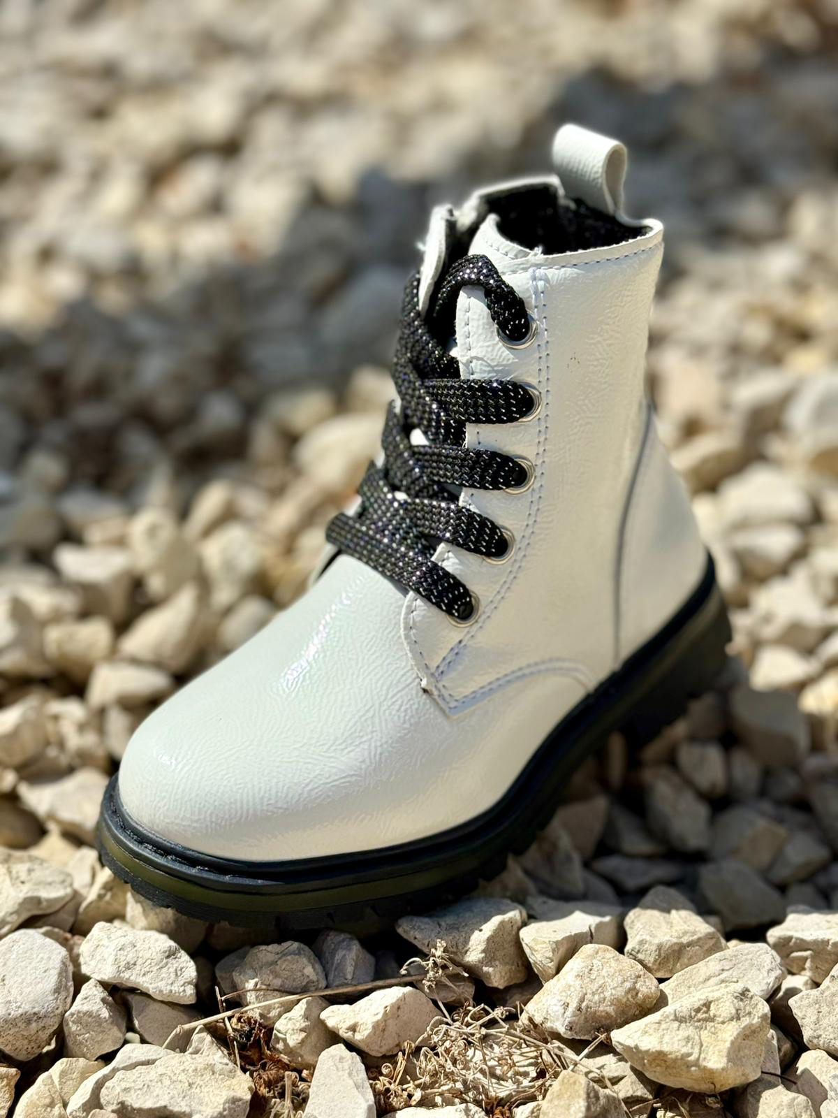 לבן 3 מגפונים לילדות SHINE WHITE – תמונה 1